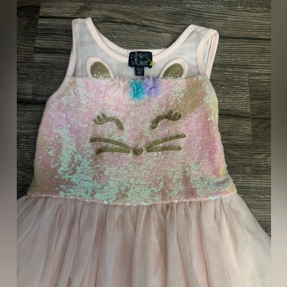 Pink and Gold Kids Dress - Picture 2 of 8